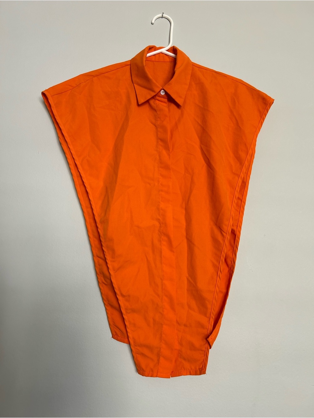 Orange Collared Sleeveless Tunic Blouse